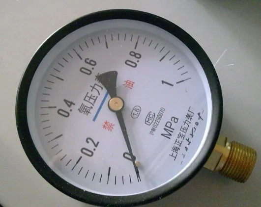 Oxygen pressure gauge Y0-100 Oxygen gas oil-free pressure gauge Shanghai Zhengbao Pressure Gauge Factory