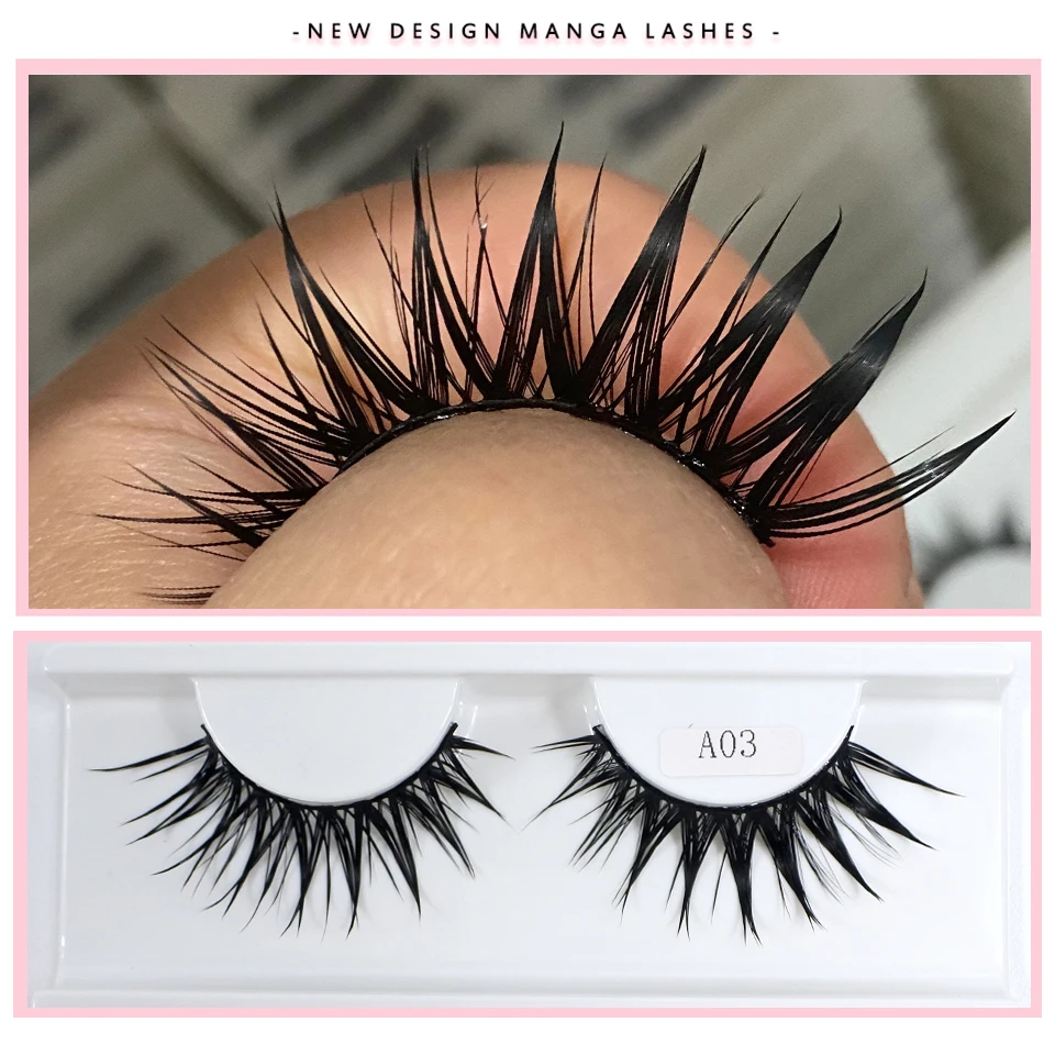 Nuevo diseño de pestañas postizas de moda para cosplay, púas dramáticas, pestañas mojadas, maquillaje manga, pestañas postizas 4