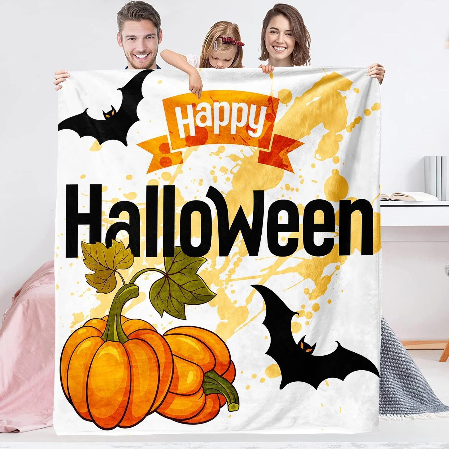 

Happy Halloween Flannel Blanket For Kids Boys Girls Adult Gifts Picnic Travel Bed Sofa Chair Applicable All Season Throw Blanket