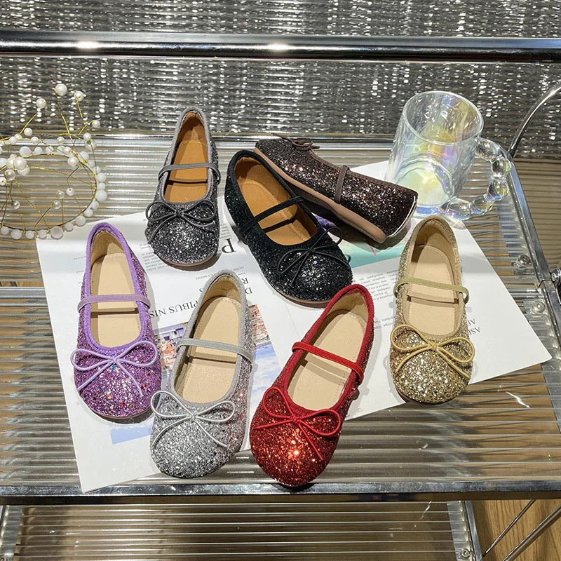 

Туфли принцессы для девочек, весенне-осенние детские модные брендовые платья Мэри Джейн, танцевальное балетное шоу, сандалии на плоской подошве для малышей, блестящая мягкая подошва