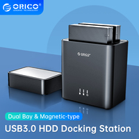 ORICO DS Series 2 Bay 3.5'' USB3.0 Hard Drive Enclosure Magnetic-type USB3.0 to SATA 3.0 HDD Case 12V4A Power 20TB Support UASP