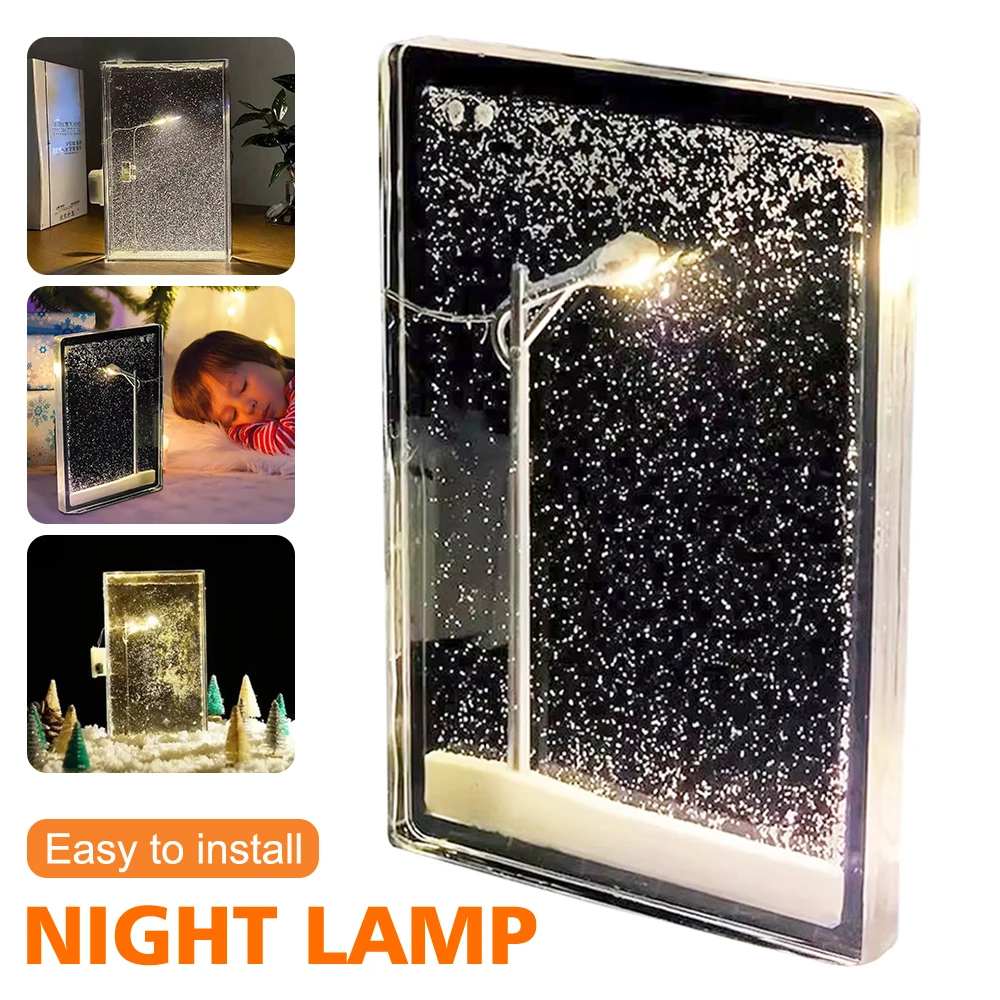 High-end Snowy Night Flow Hemp Night Light Snow Scene Street Lamp Handmade DIY Material Package To Send Friends Birthday Gifts