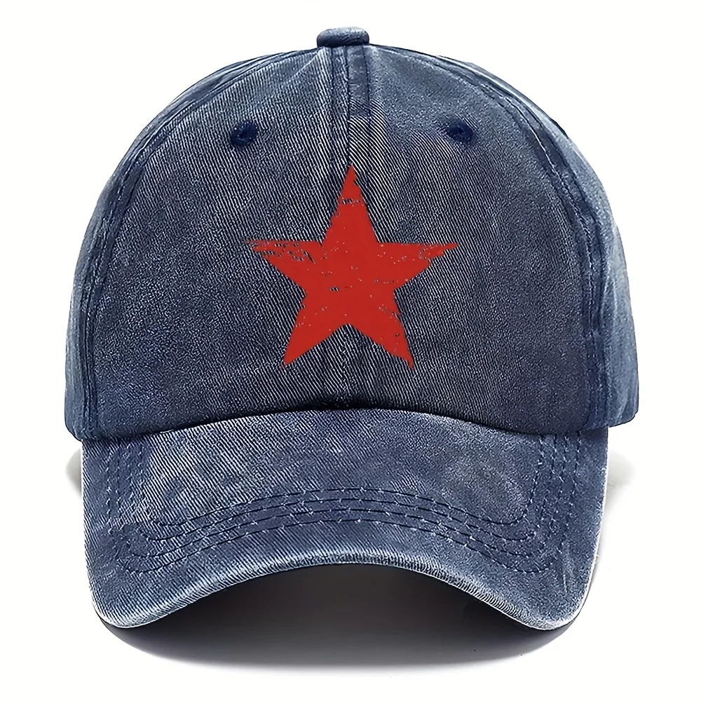 1pc Five-pointed Star Hat, Fashion Printed Baseball Hat, DAD Hat, Adjustable Style Hat, Breathable Baseball Hats, Suitable for V