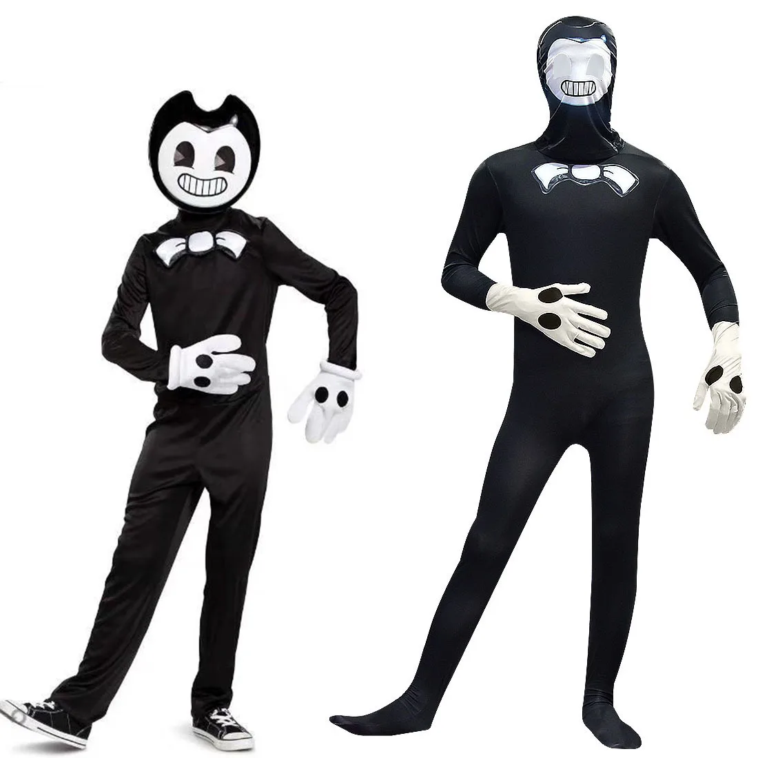 Bendy Costume for Kids Deluxe Official Bendy and The Dark Revival Costumes with Mask and Bowtie