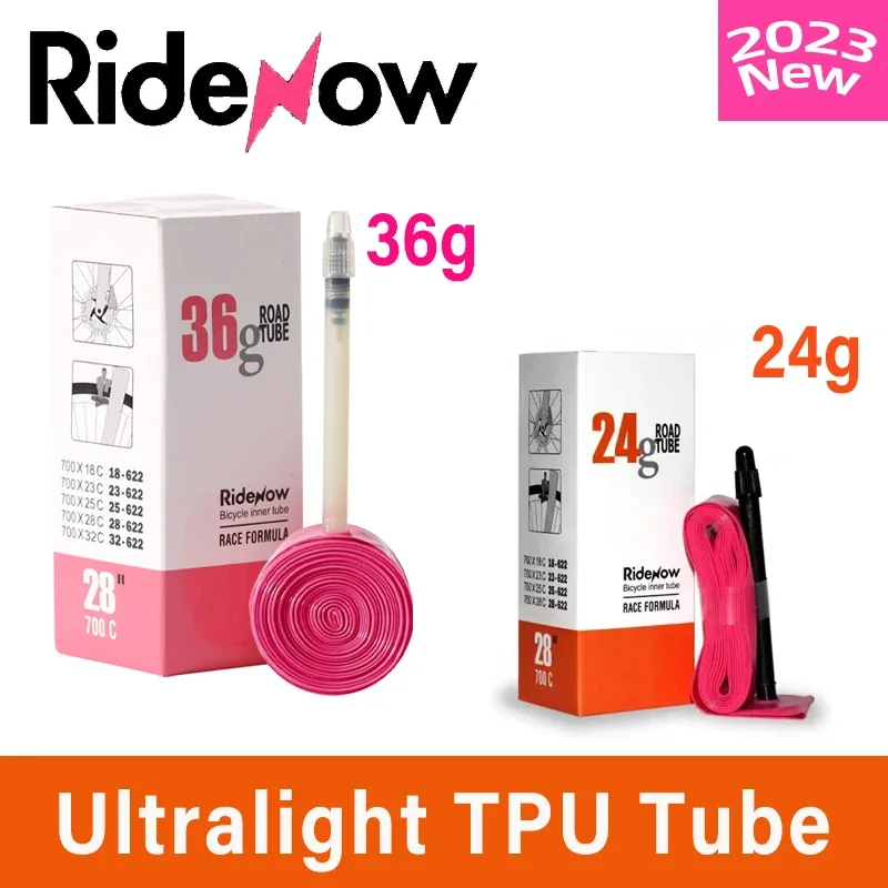 

Ridenow Ultralight Bicycle Inner Tube 24g 36g Road Bike TPU Tube 45 65 85mm Length French Valve 700C 28'' Super Light inner tube