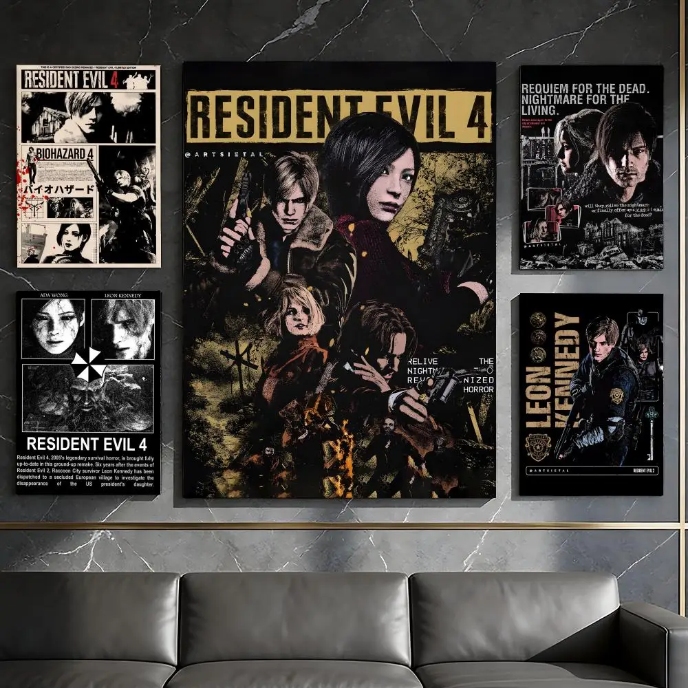 Game R-resident Evil Poster Waterproof Peel & Stick Wall Sticker Self Adhesive Art Decor For Living Room Bedroom