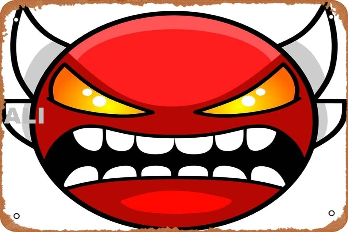 Geometry dash Insane demon Metal Print Vintage Retro Metal Sign 8x12 Inch Man Cave Home Wall Decor sign