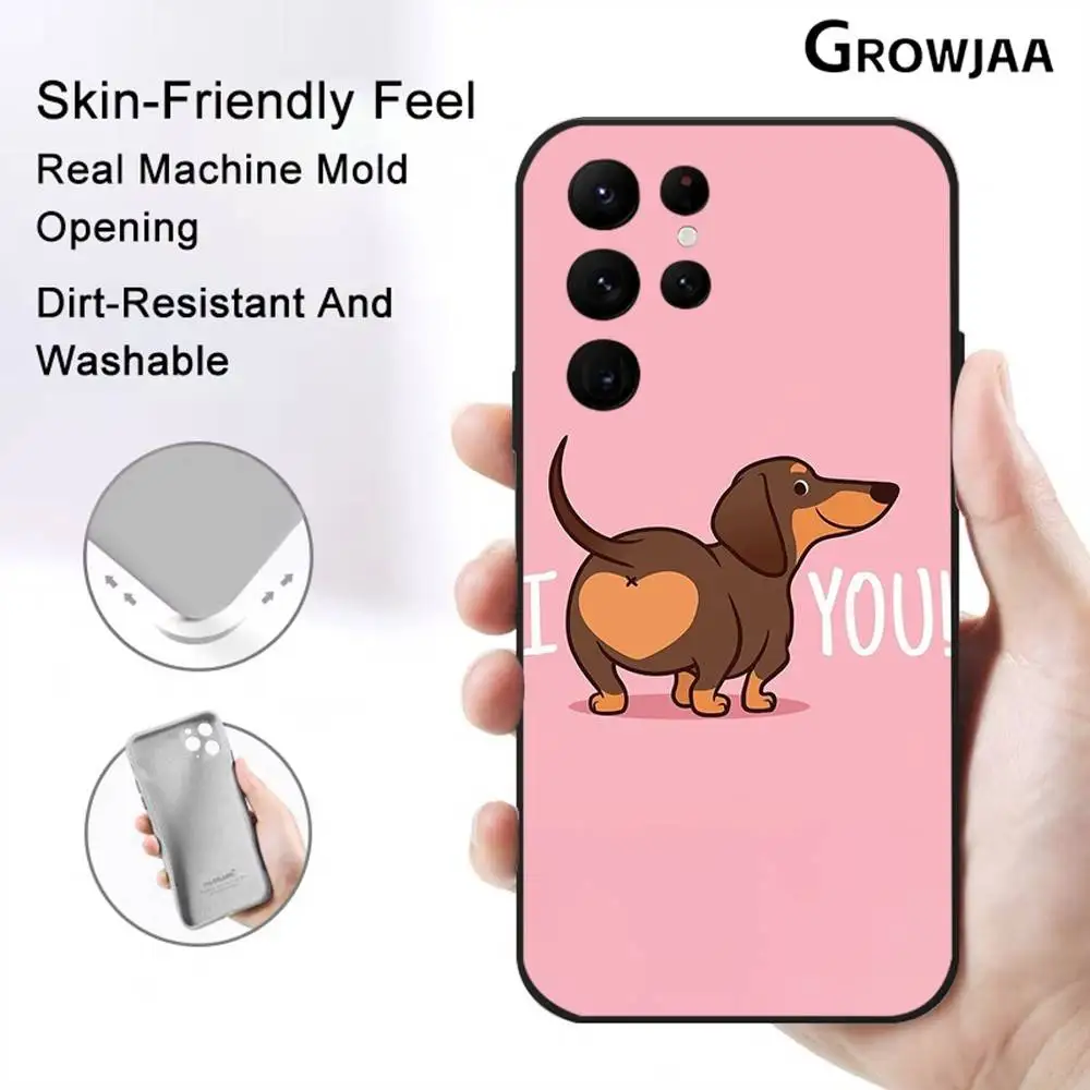 1PC Leuke Teckel Telefoon Case Voor Samsung Galaxy S25 S24 S22 S23 Ultra S21 S20 Plus 5G Frosted antislip Volledige Zachte Case