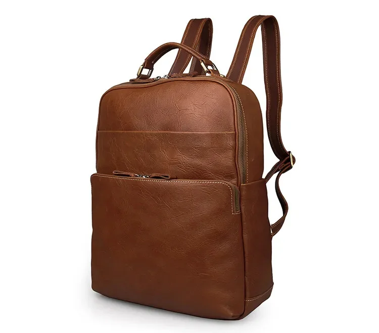 leather backpack men's oil wax leather computer backpack top layer cowhide backpack