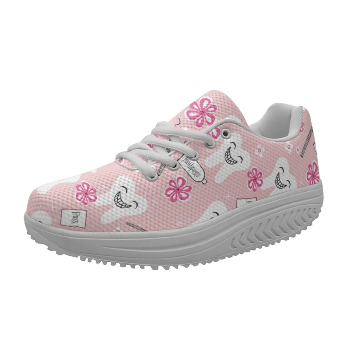 

INSTANTARTS Casual Women Spring Autum Walking Shoe Home Pink Girl Female Nurse Shoes Funny Dentist Teeth Print Breat Sneakers