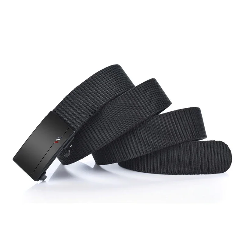 حزام منسوج للرجال مصنوع من مادة النايلون، أحزمة بإبزيم أوتوماتيكية بدون أسنان للرجال، حزام للرياضات الخارجية والترفيه، حزام جينز أنيق #3