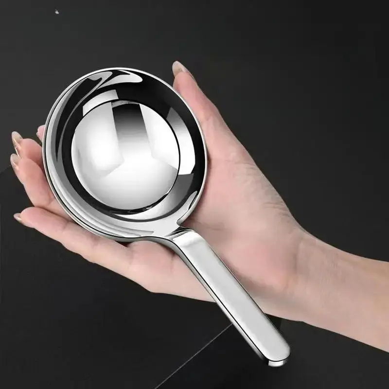 1Pcs Stainless Steel Deepen Tablespoons Soup Ladle Short Handle Large Ramen Bouillon Spoon Kitchen Tableware Cooking Utensils