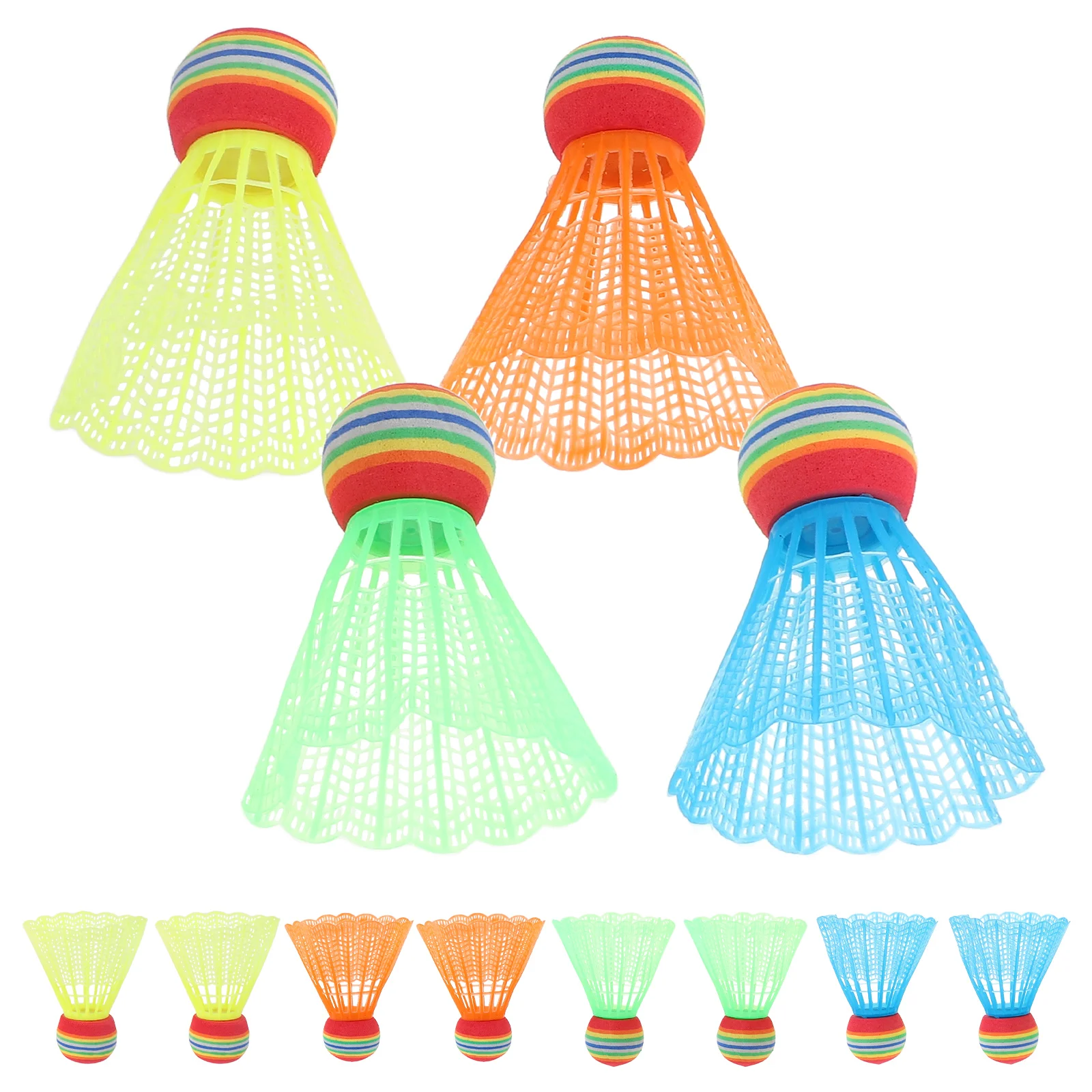 12 Pcs Badminton Shuttlecocks Grip Cork Rainbow Birdie outside Toys Colorful Ball Bulk