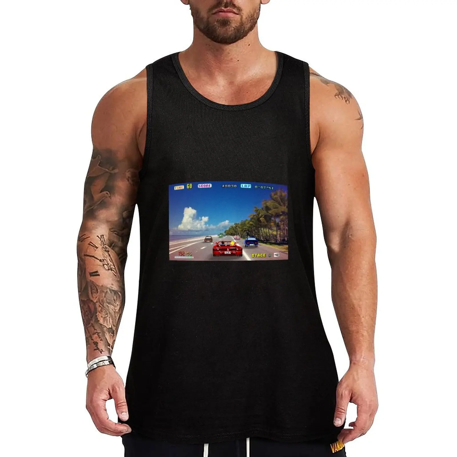 Outrun retro - Pixel art Tank Top Gym clothes sexy clothes men summer clothes Man summer