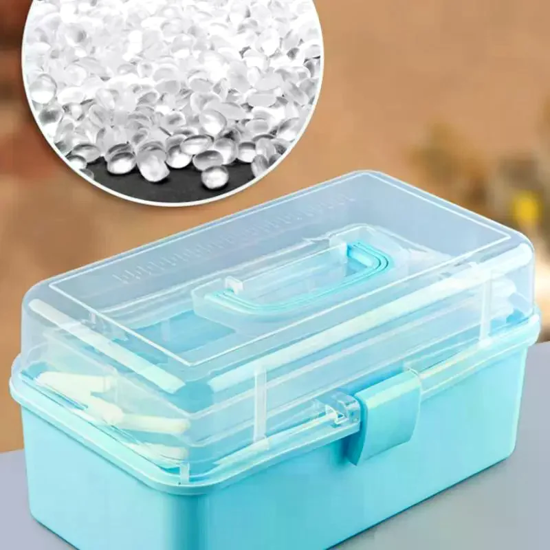 3-Layer Plastic Dividing Storage Box, Portable Craft Organizer with Adjustable Spacers & Handle