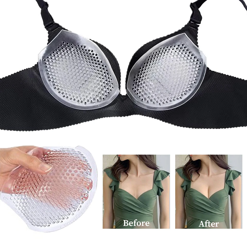 Women Transparent Silicone Bra Inserts Invisible Backless Bra Sticky Breathable Push Up Booster Pads Adhesive Breast Enhancers