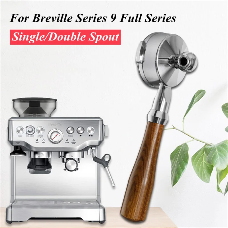 

Bottomless Portafilter Basket, Wooden Handle, Single Double Spout, Breville BES900, BES920, BES980, Coffee Machine, 58mm