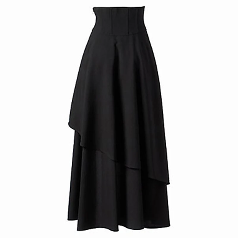 Lente Vrouwen Gothic Steampunk Kostuum Kleding Retro Vintage Hoge Taille Lange Maxi Rokken Ruche Burlesque Rok