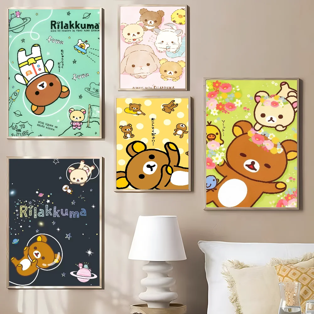 

Cute Cartoon Rilakkuma DIY Sticky Poster Whitepaper Prints Posters Artwork Nordic Home Decor