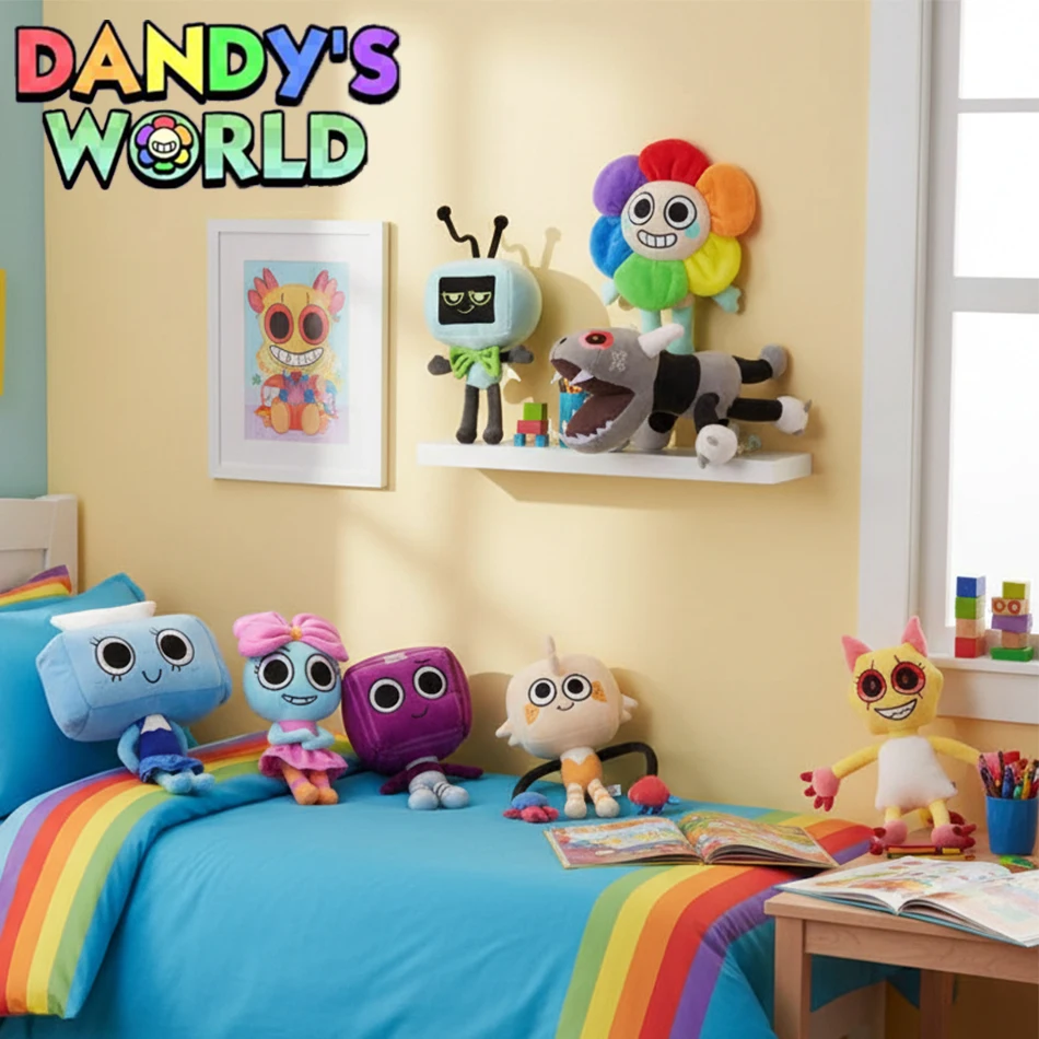 

Dandy's World Plush Cute Dandy World Scrap Stuffed Horror Game Goob Pebble Plushie Soft Doll Kawaii Room Collection Decoration