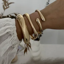 Punk Cuff Bangles Vintage Punk Gold Silver Color Geometric Bangles Women Bracelets Hip Hop Jewelry Gifts