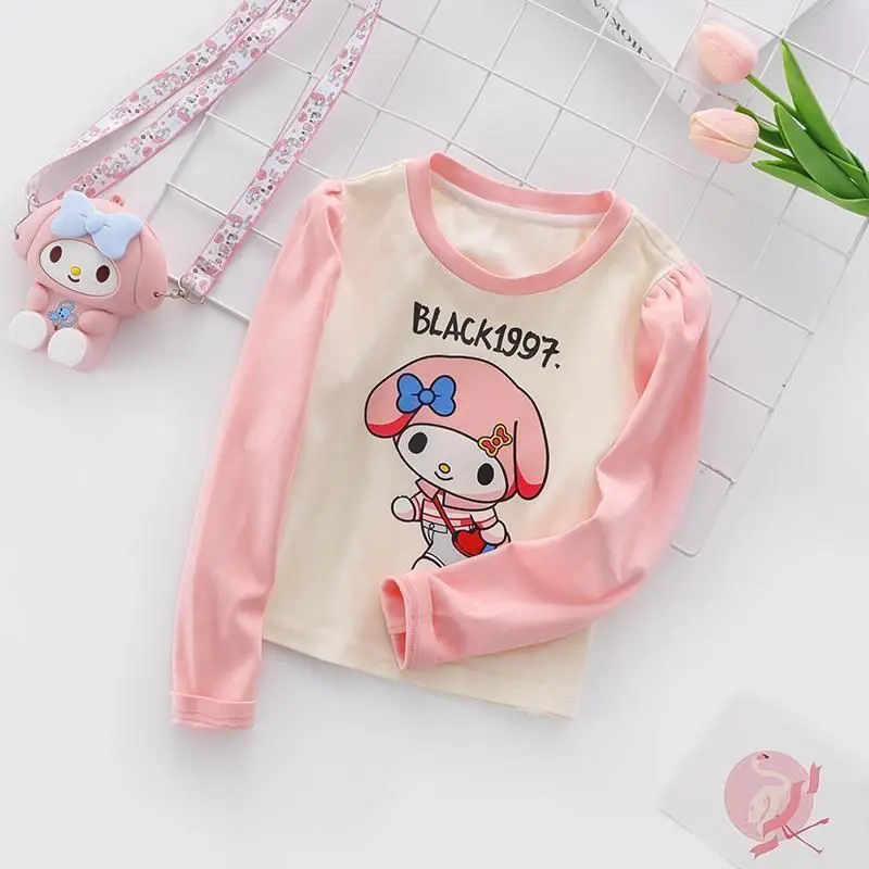 ملابس خريفية للفتيات من MINISO 2025 سترة بيسبول My Melody جديدة للأطفال وتنورة مطوية طقم مكون من ثلاث قطع للفتيات الصغيرات #6