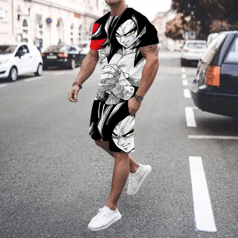 2025 New Summer Men's Popular Casual Fashion Basketball Sportswear Beach Set 3D Printed Short Sleeved Shorts Set