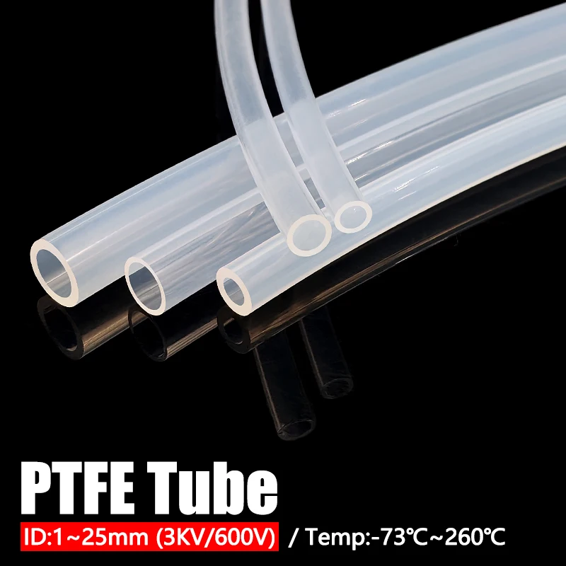 

3 кВ/600 В ptfe тефлоновая трубка ID 0,8 мм ~ 33,7 мм для 3D-принтера, часть передачи шланга экструдера Боудена, прозрачная коррозионная стойкость