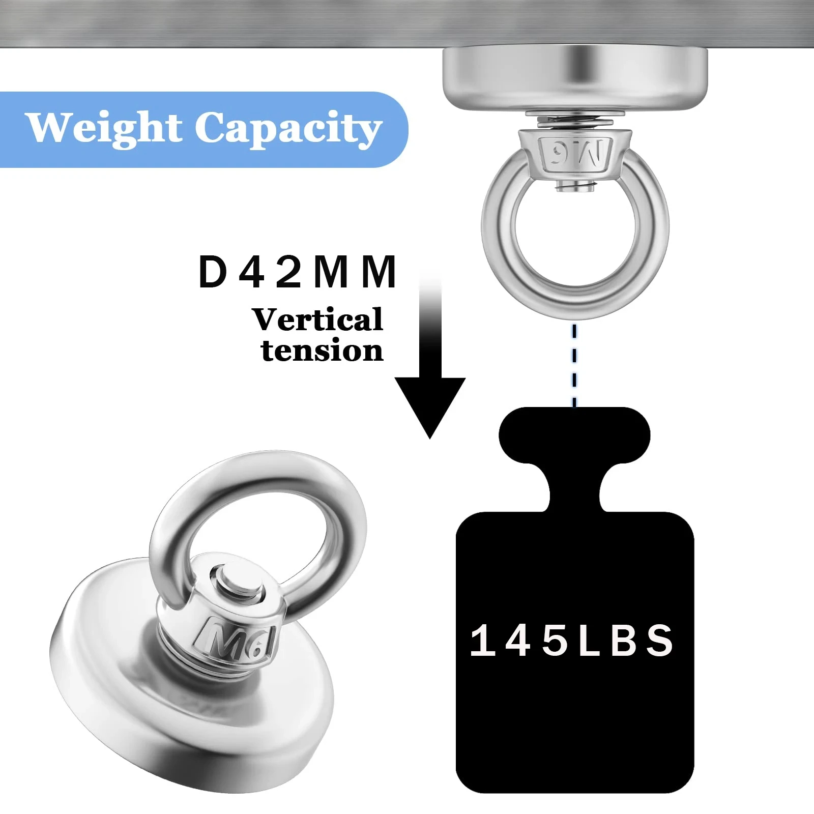 Super Strong Neodymium Fishing Magnet Hooks N52 Heavy Duty Magnet with Countersunk Hole Eyebolt Salvage Searcher Magnets New image 4