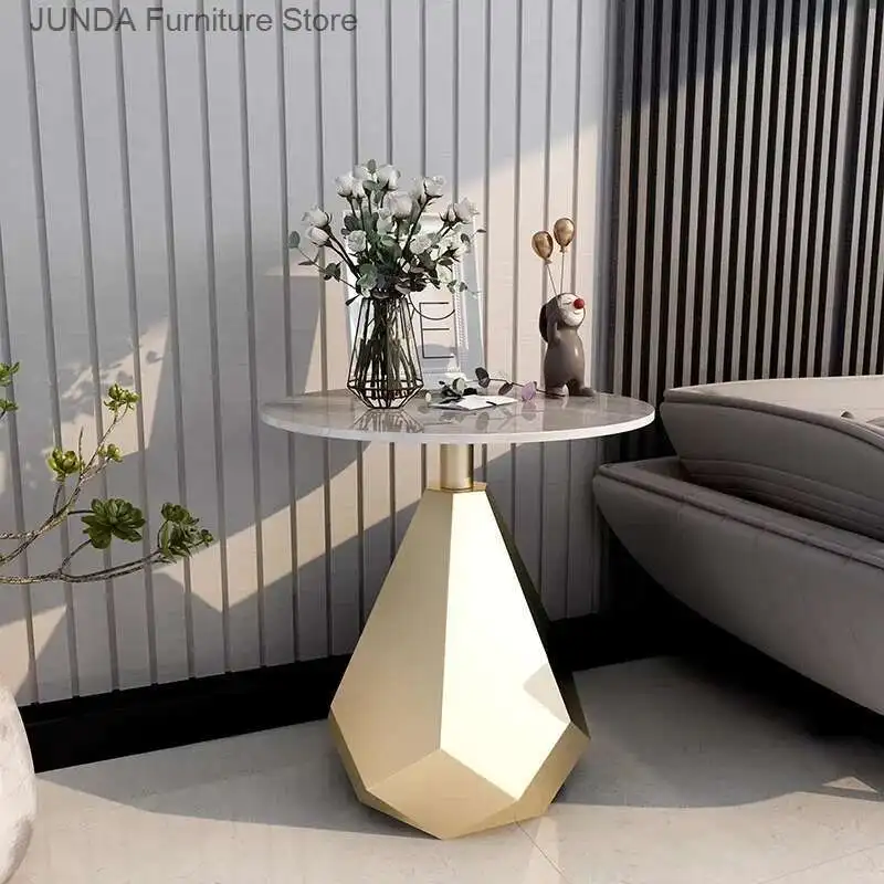 

Living room coffee table circular metal small marble designer coffee table gold mini countertop modern Nordic furniture