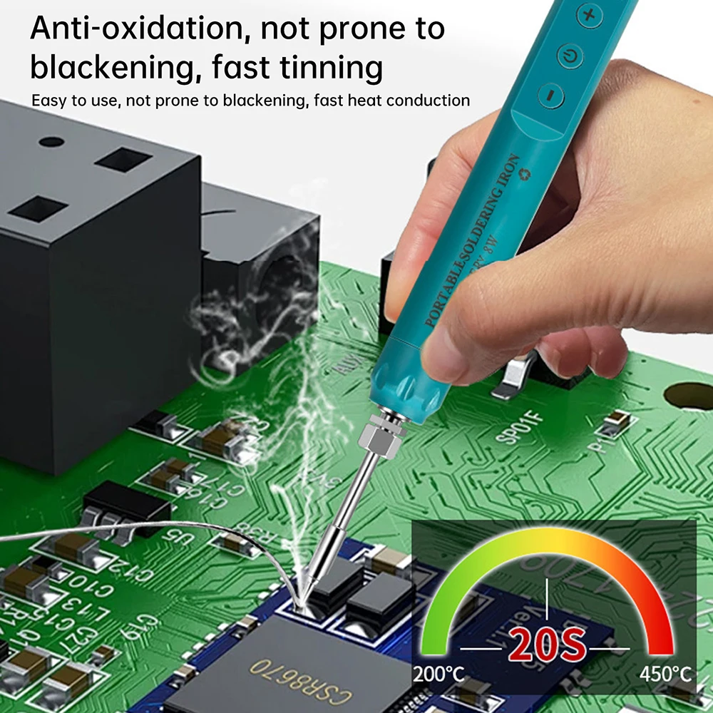 Portable Soldering Iron Set Intelligent Adjustable Temp Fast Heating Cordless Digital Display Electric Soldering Iron 800mAh