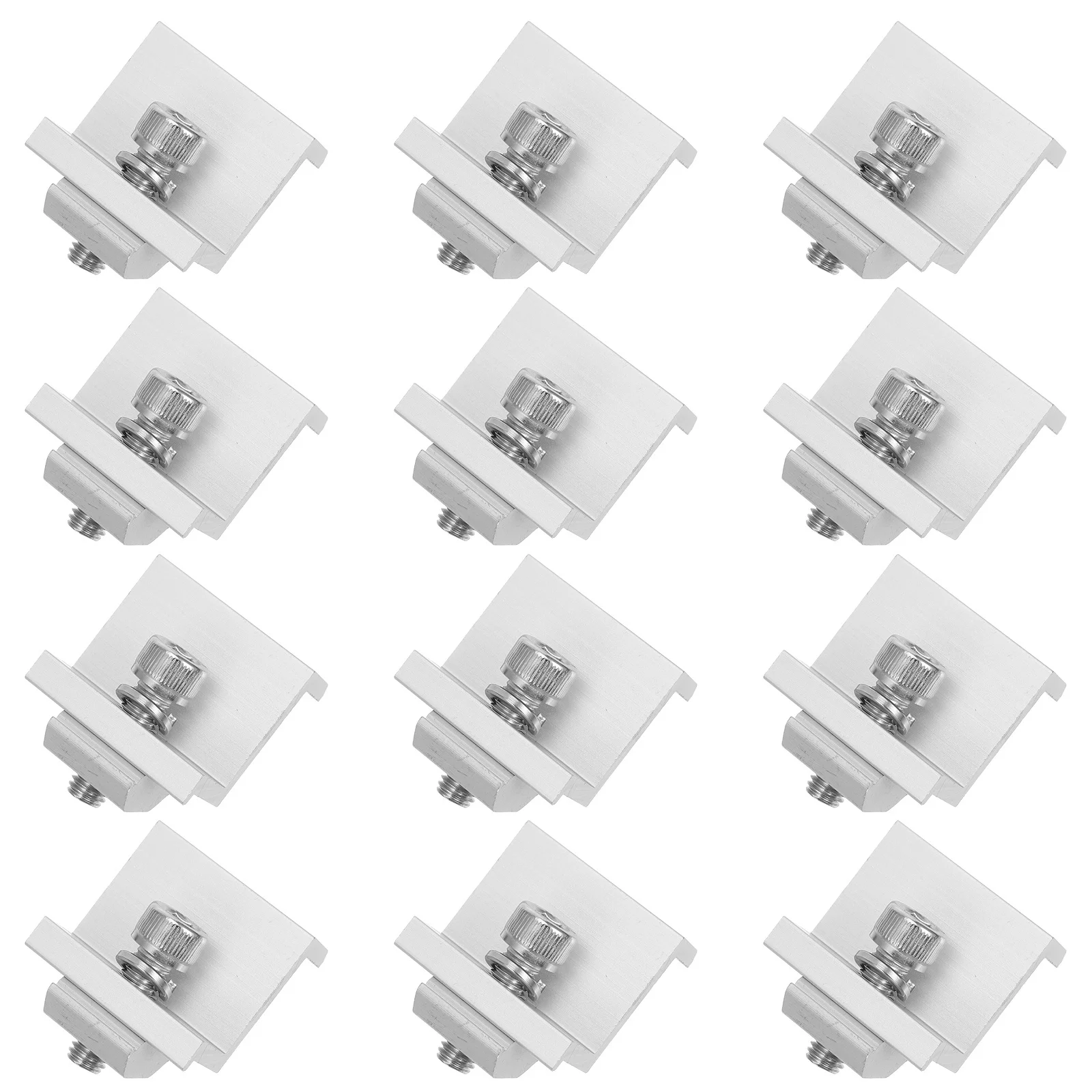 

12pcs Side Pressure Block Assembly Aluminum Alloy Panel Holder Clamp For Solar Photovoltaic Systems Outdoor Mounting Clip