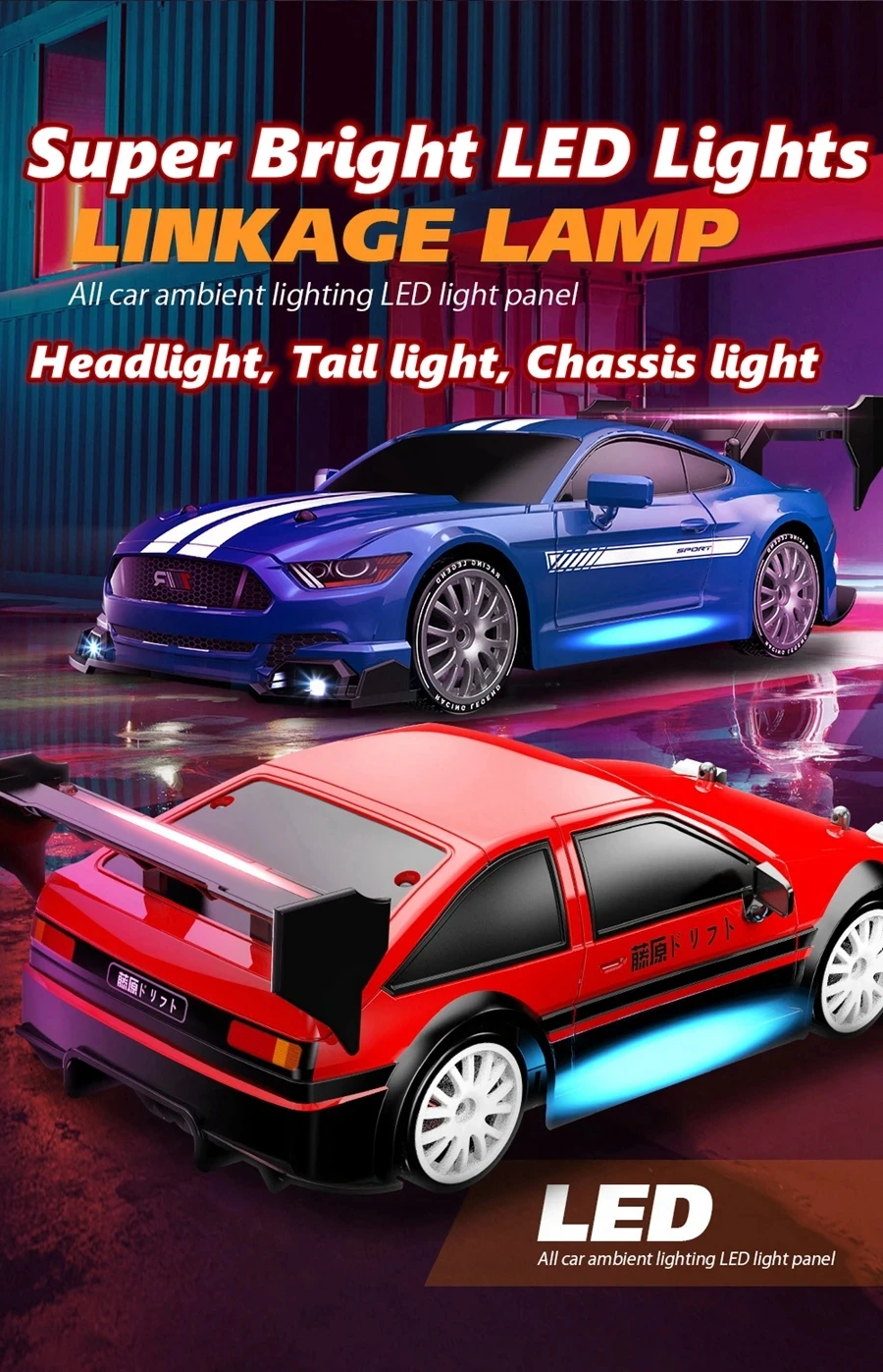 Oike 4WD Ferngesteuertes Drift-Auto 1:24 Mini Ferngesteuertes Rennauto Modell 2.4G Funk Hochgeschwindigkeit ​ ​ RC-Auto Jungen Spielzeug Geschenk – Detail 9