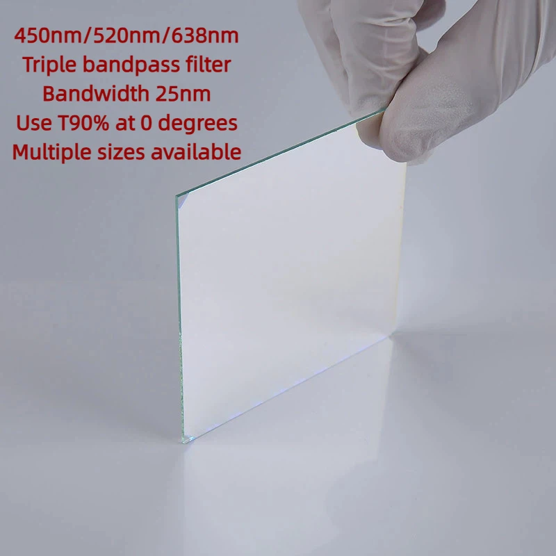 Three Bandpass 450nm/520nm/638nm Bandwidth 25nm T90% Red, Green and Blue Bandpass Filter