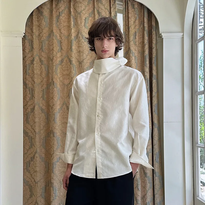WVGA Autumn New Men's Long Sleeved Vintage High-end Champagne-colored Trendy Shirt Niche Chic Casual Fashionable Tops Ins W27904