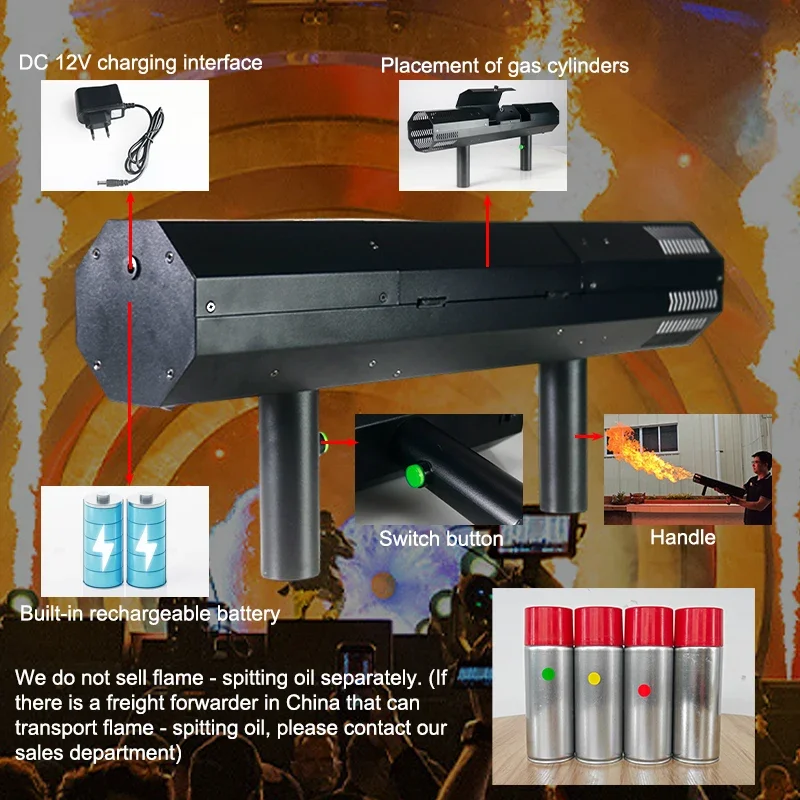 Igracelite Stage Fire Gun for Party Flame Thrower Sparkle Firing Machine Handheld Machine
