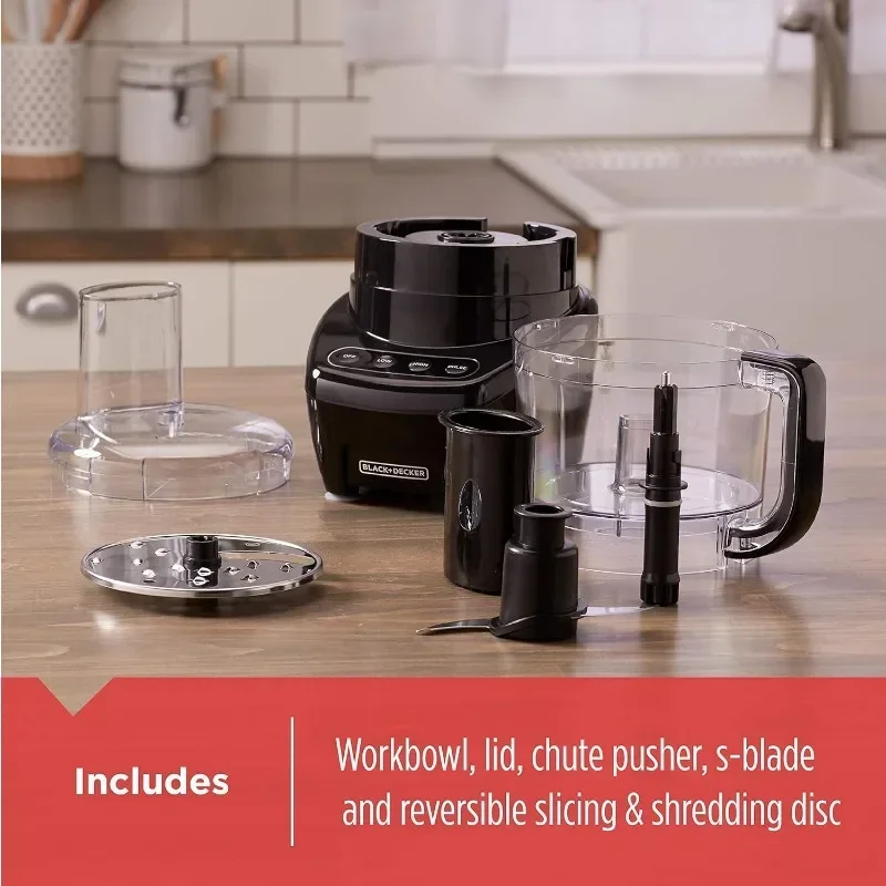 3-in-1 Easy Assembly 8-Cup Food Processor, Black