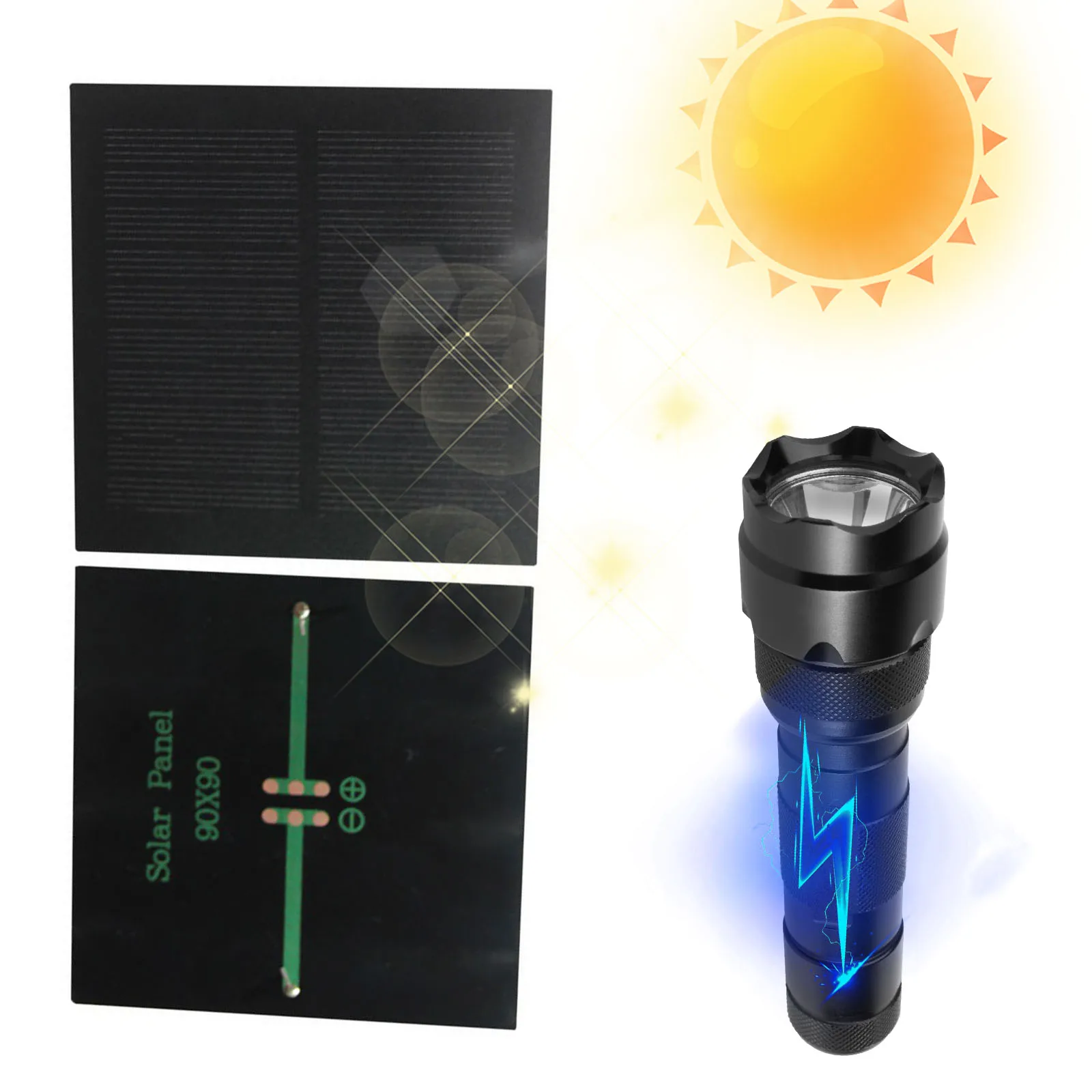 1.1W 5V 220MA Mini Solar Panel 90x90mm Monocrystalline Silicon Solar Cells Lightweight for DIY Electric Power Project