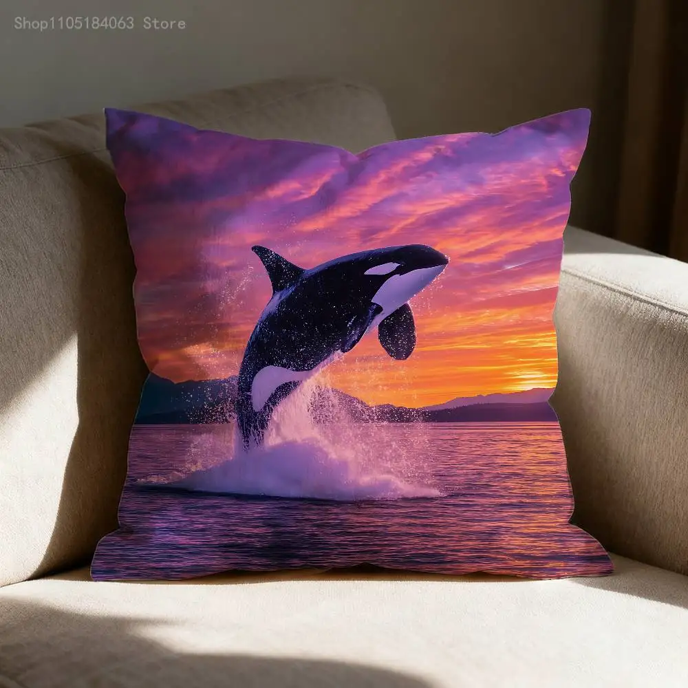 Turtle Shark Dolphin Throw Pillow Case For 45x45cm 40x40cm 30x30cm 50x50cm 55x55cm Square Home Pillowcase Case