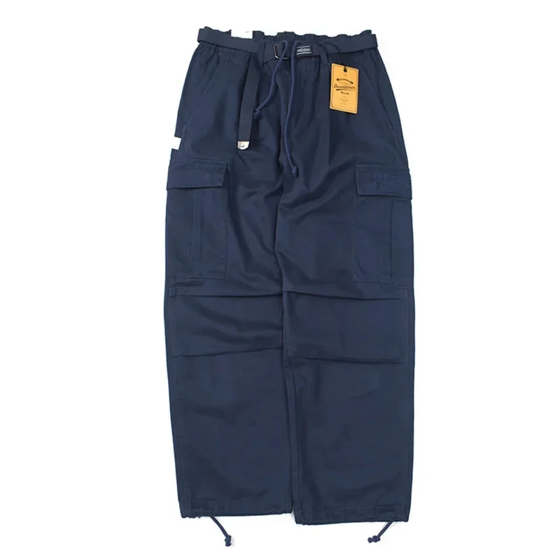 Workwear Casual Pants Washed Multi Bag Tooling Trousers Loose Straight Leg Longs Outdoor Trekking Hiking Camping Cargo Denim