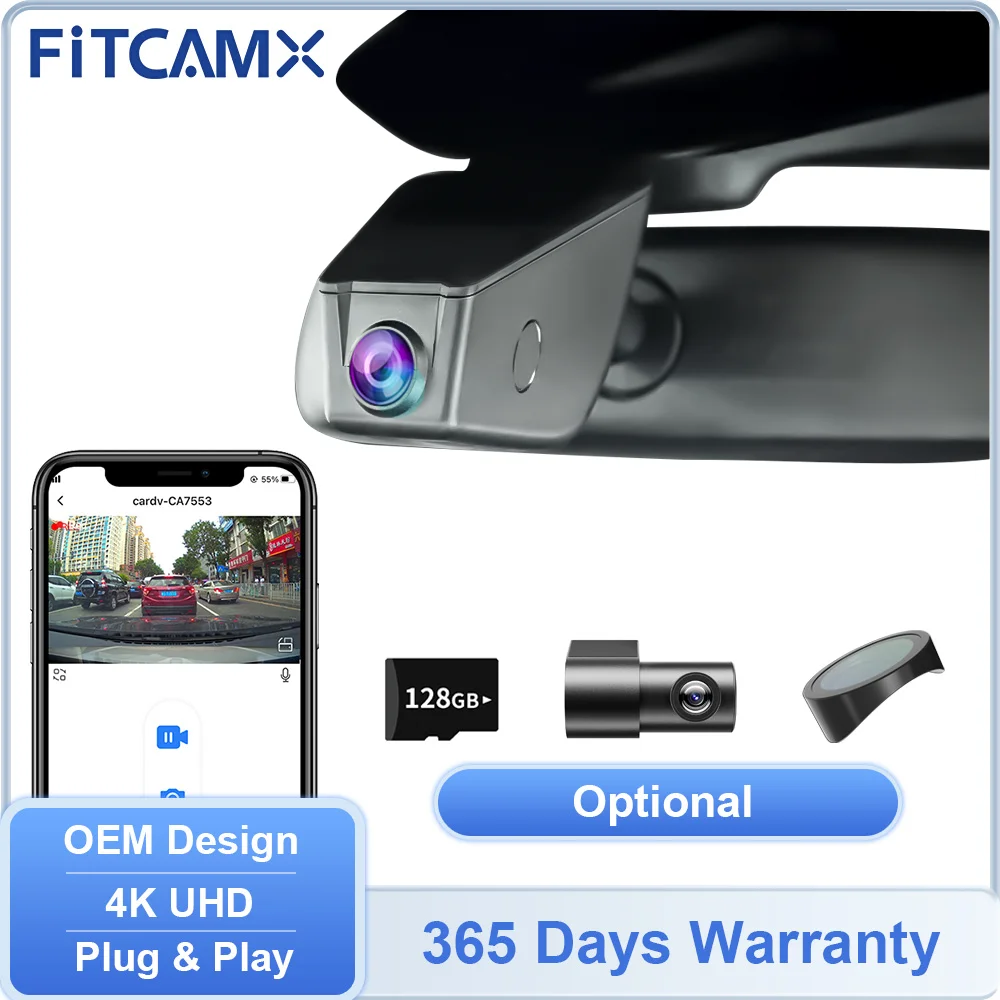 

4K Dashcam for Ford F-150 2013-2025 / F-250 2011-2025 / Edge 2011-2018, FITCAMX Car Camera Recording with Night Vision G-Sensor