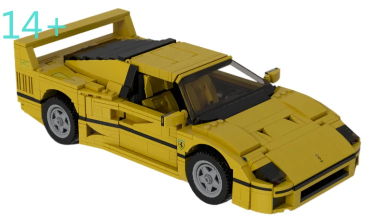 

Moc lnright Store F40 Compatible Red Yellow MOC-Sports Car 1192PCS Splicing Assembly Building Block Toy Model DIY Kids Gift