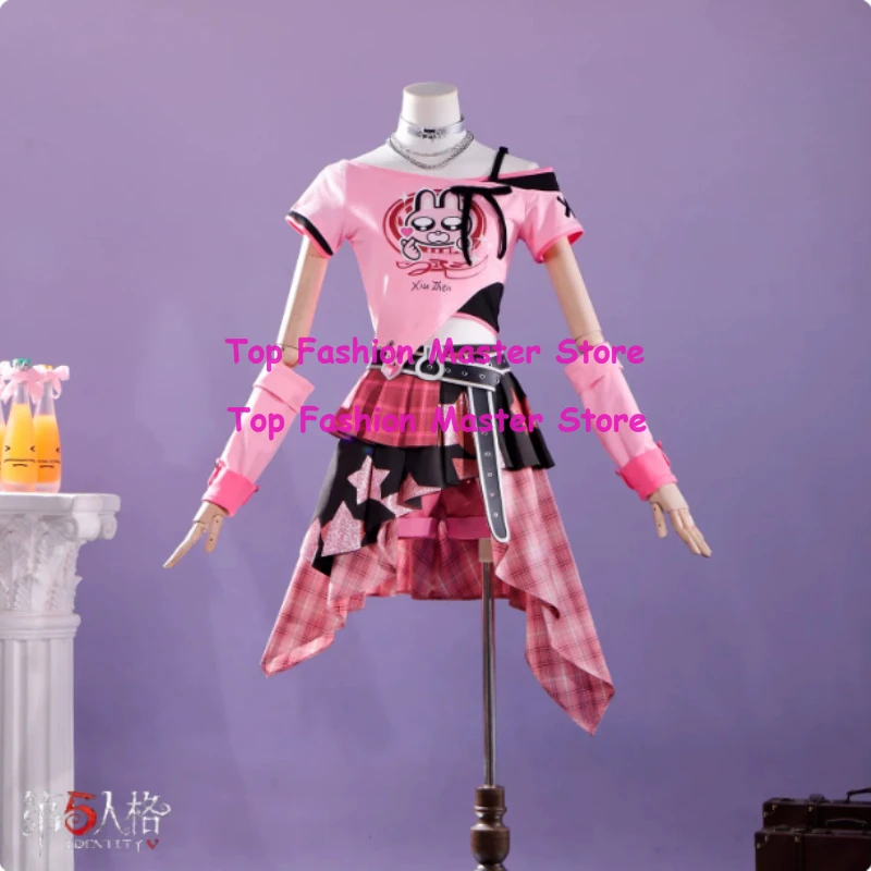 Rabbit Barmaid Cosplay Game Identity V Demi Bourbon Cosplay Kostüm Damen Xianluo Lipu ‌   Rosa Uniformrock-Perücken-Set Party-Outfit