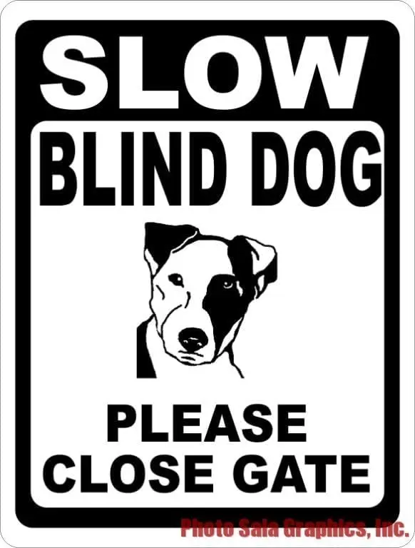 Slow Blind Dog Please Close The Gate Sign Protect Impaired Dogs. es