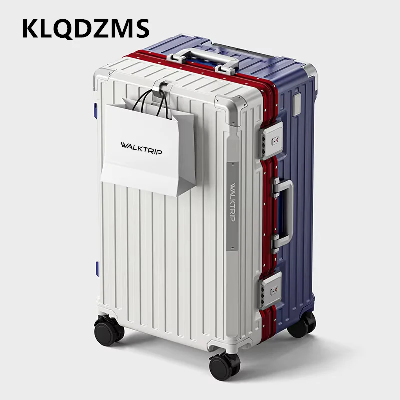 

KLQDZMS High Quality Suitcase 20"24"26"28"30"32 Inch PC Large Capacity Trolley Case Boarding Box Men's Aluminum Frame Luggage