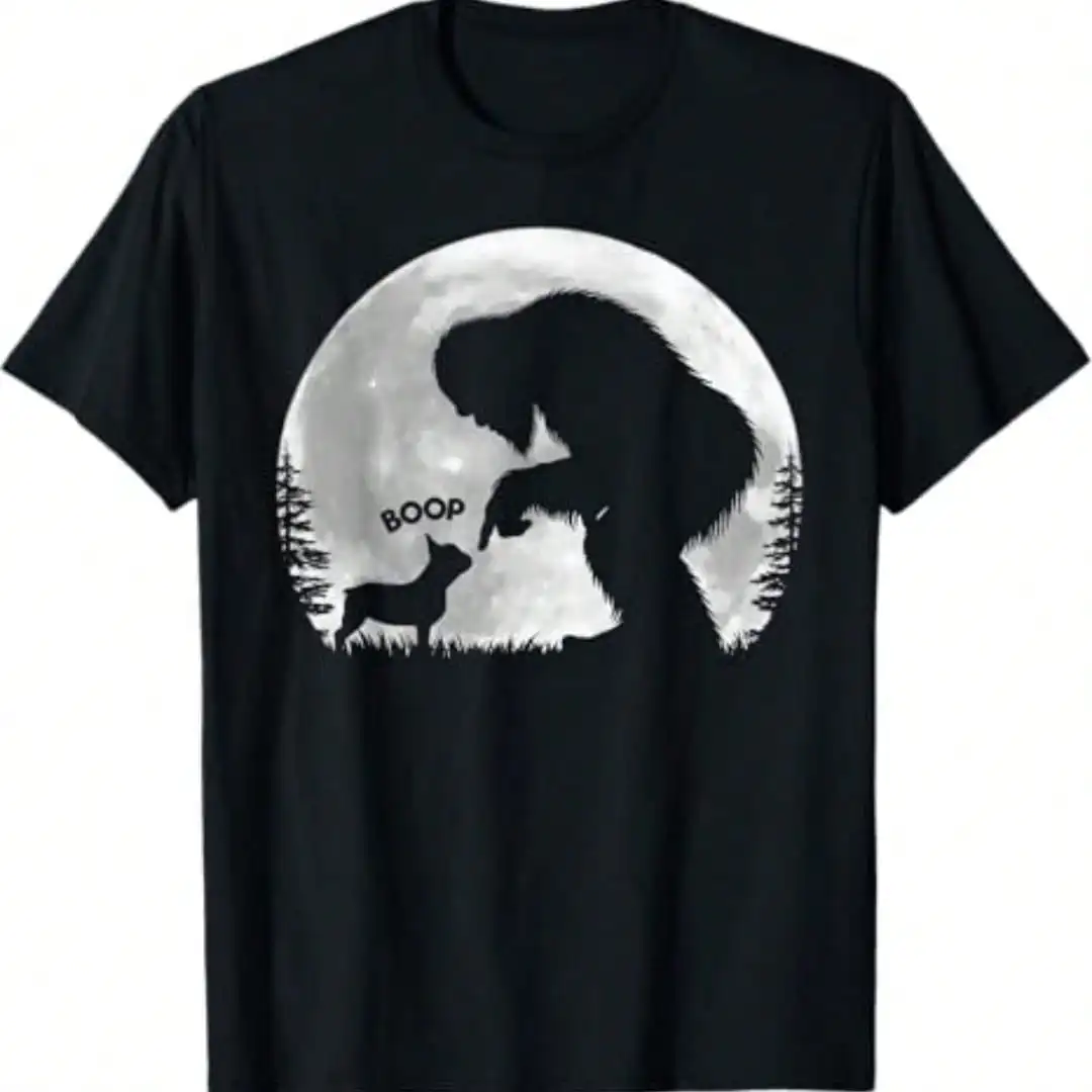 Bigfoot And French Bulldog Boop Moon Silhouette T-Shirt