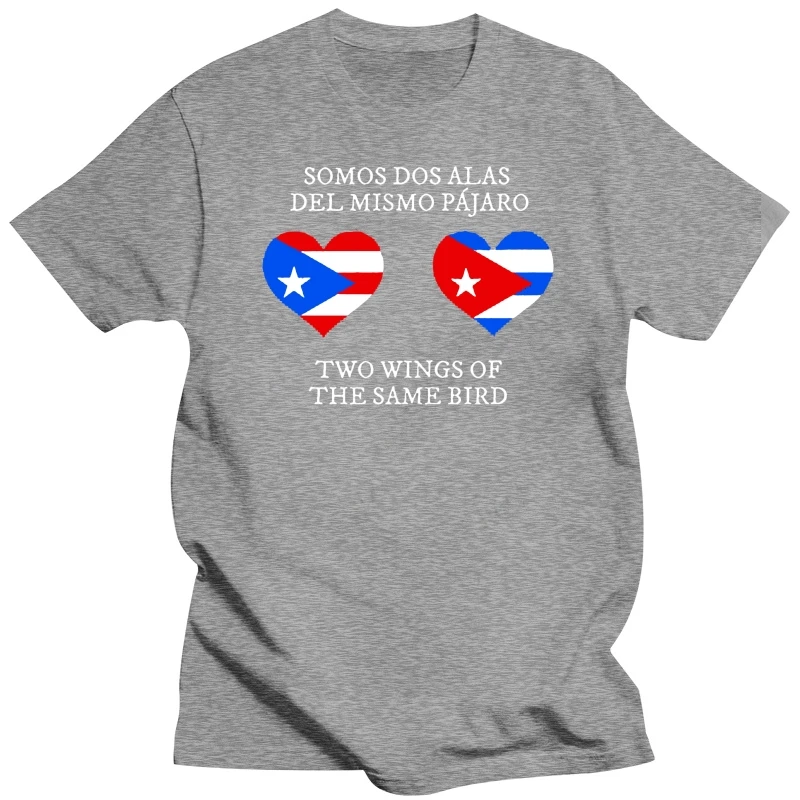 Knitted Puerto Rico And Cuba Heart, Two Wings Of The Same T-Shirt Humorous Comics T Shirts Round Collar Clothing Plus Size S-5xl