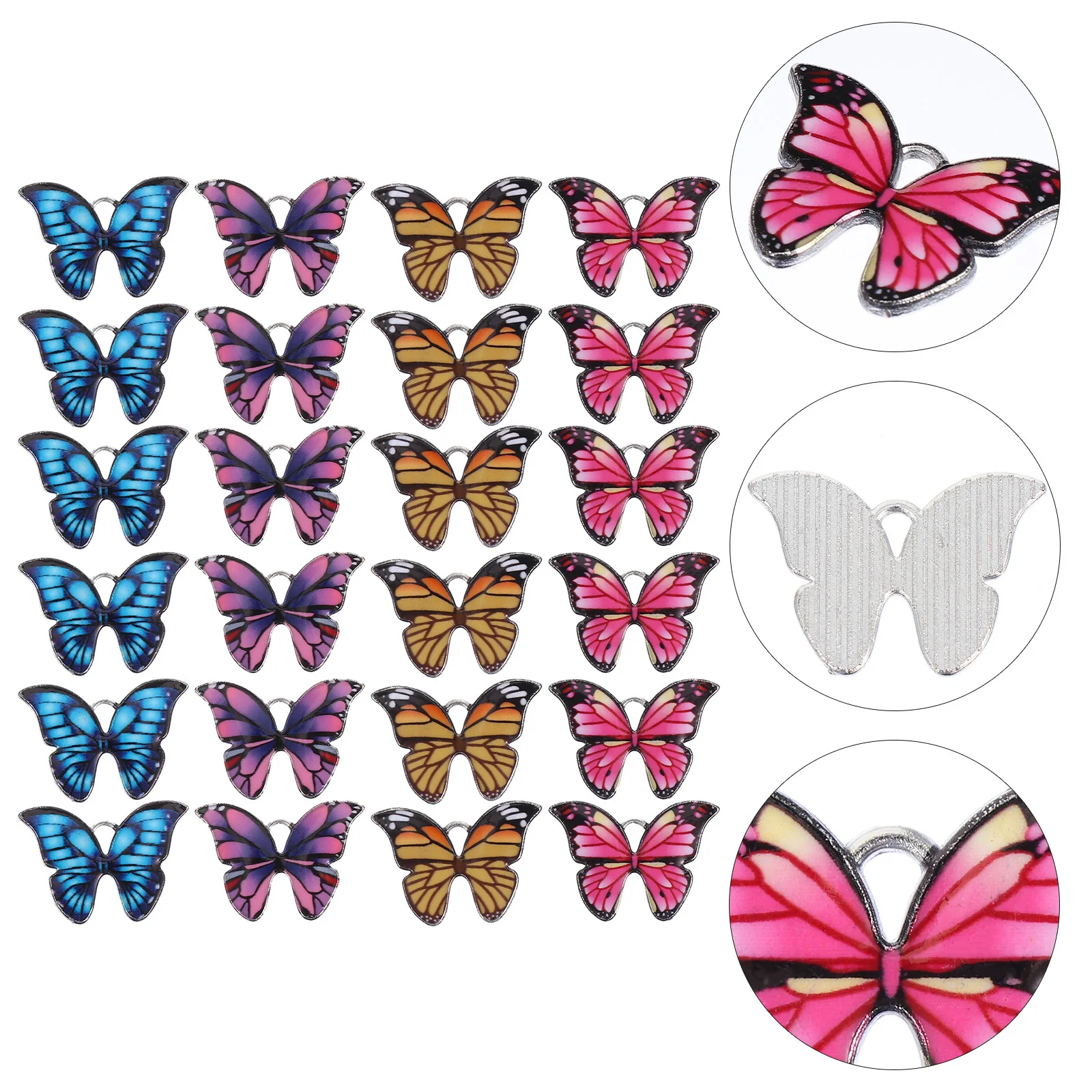

24Pcs Enamel Butterflies Pendant Charms Simple Stylish DIY Jewelry Making Accessories for Necklace Bracelet Earrings