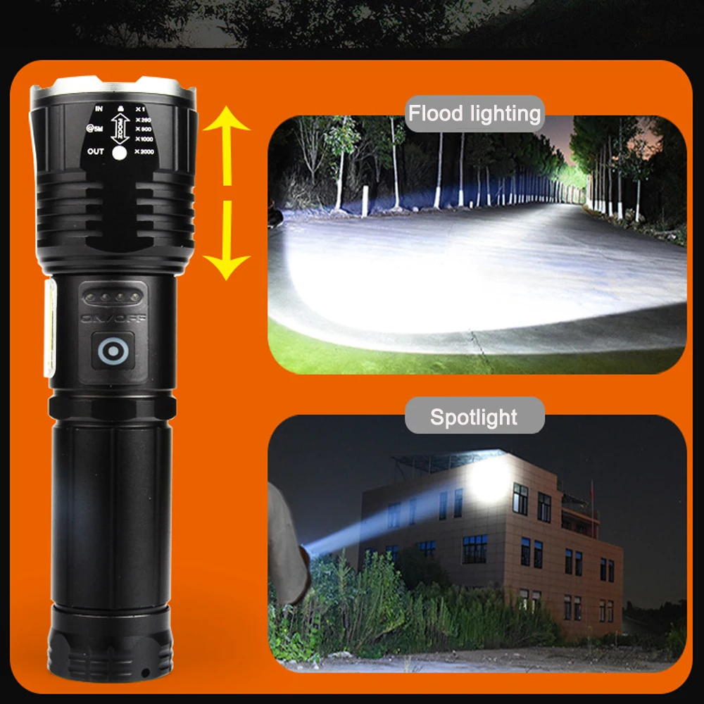 Powerful LED Flashlight BX-P19 High Power Torch light Rechargeable Tactical flashlight Zoom Lantern Long Shot Torch For Camping