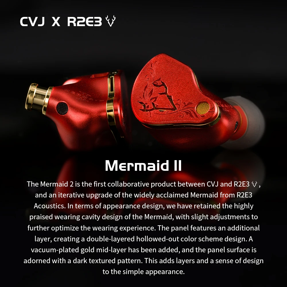 CVJ X R2E3 Mermaid2 In-ear Monitors Earphones 10mm Dual Magnetic